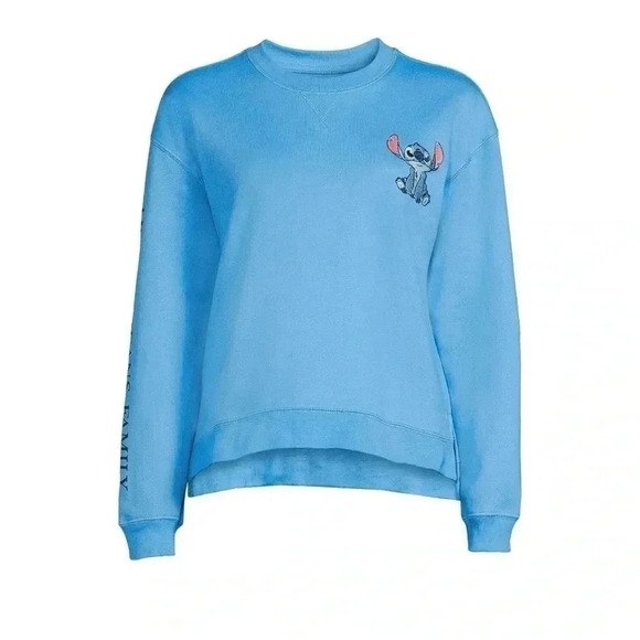 Disney Lilo & Stitch Ohana Embroidered Front Screen Print Back Sweater Juniors M - Picture 5 of 15